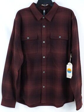 Vouri Long-Sleeve Flannel Button-Down Shirt In Raisin - Men's Size Large - NWT